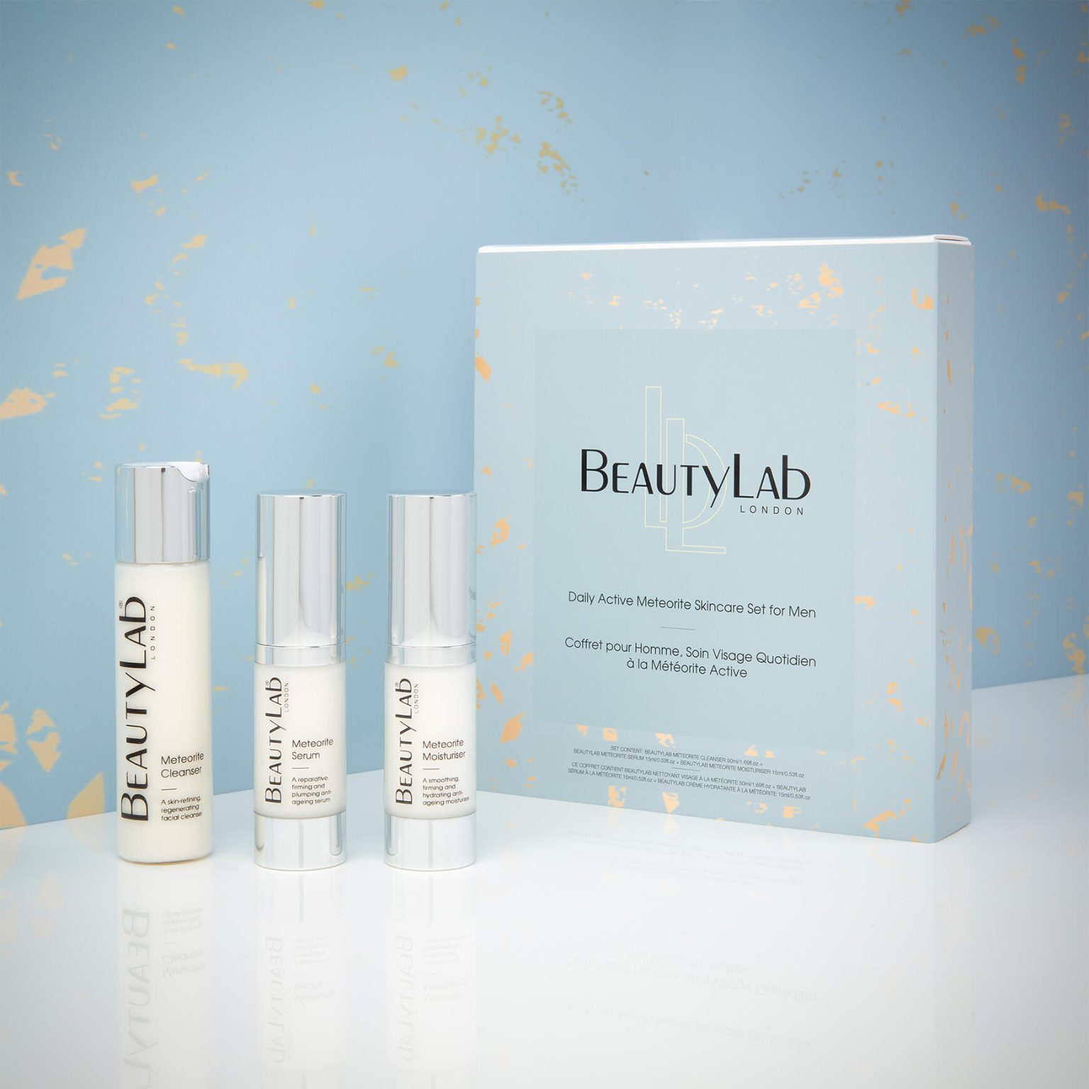 Beautylab Active Meteorite Skincare Set for Men Products lifestyle 2